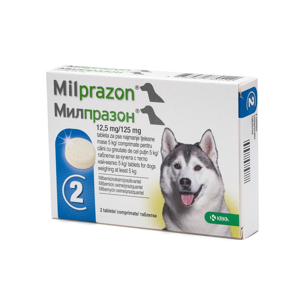 Milprazon dog 12.5mg/125mg 2cpr/ct max 25kg