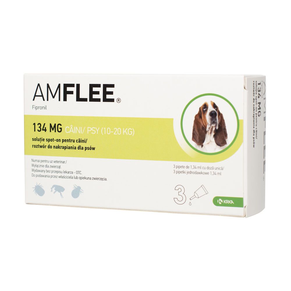 Amflee dog M 10-20kg, 3pipete/cutie