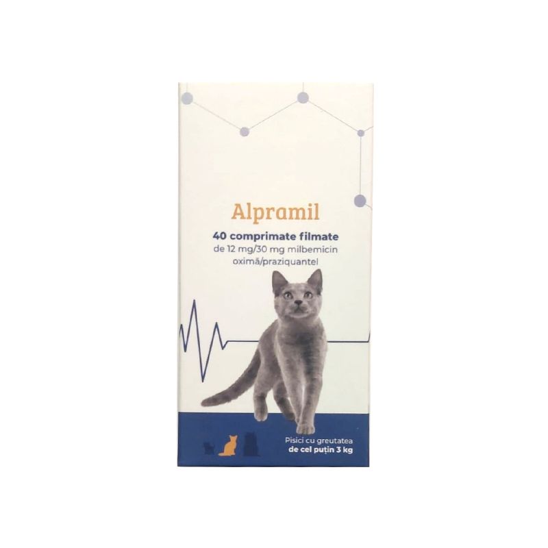 Alpramil Cat 12 mg/30 mg, comprimate filmate pentru pisici cu greutatea de cel putin 3 kg, 4 comprimate