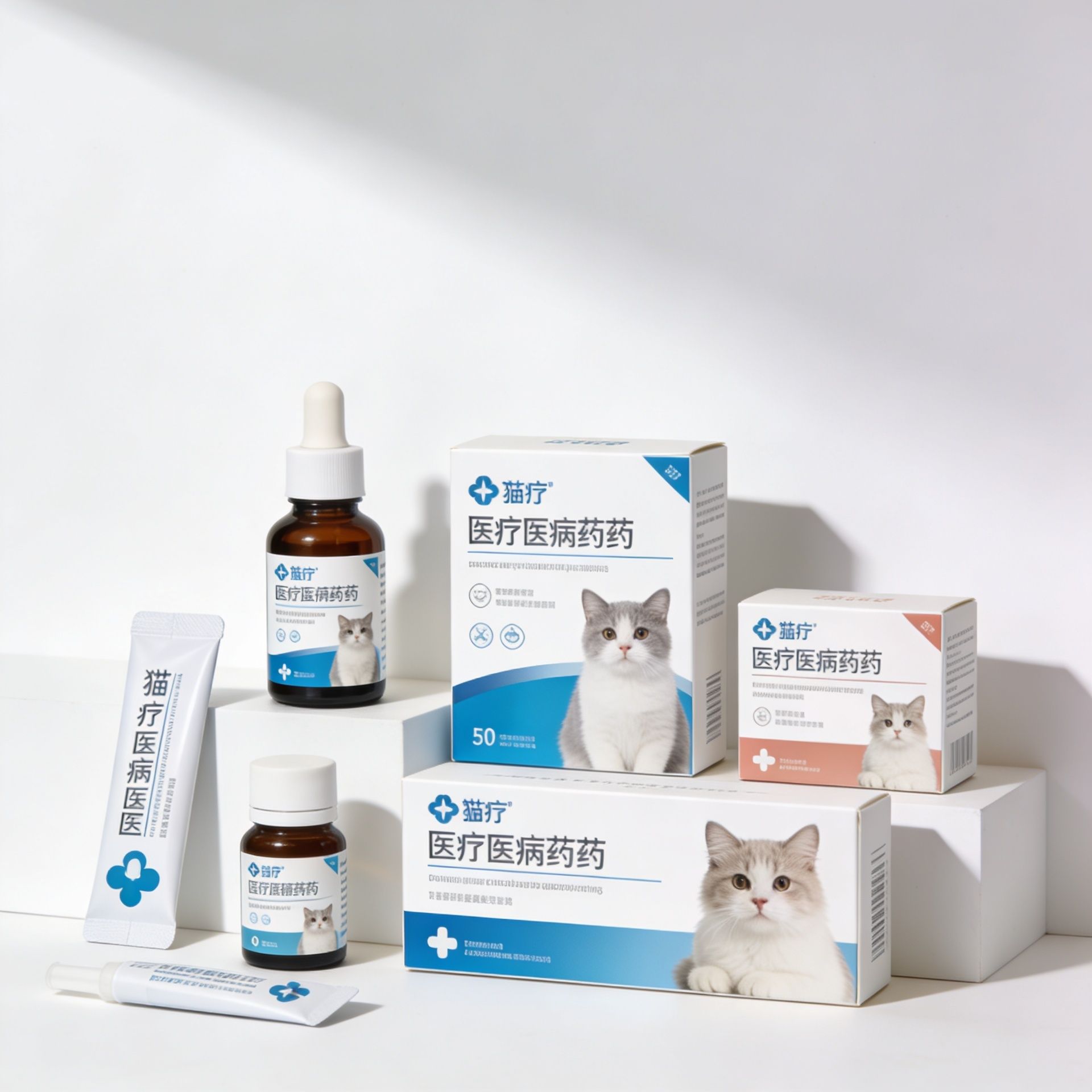 Produse de farmacie veterinară pentru pisici.