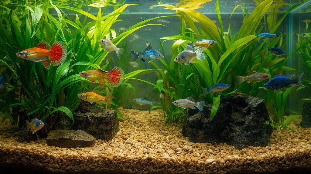 Pești exotici Guppy, Molly, Neon Tetra, Corydoras și Gourami